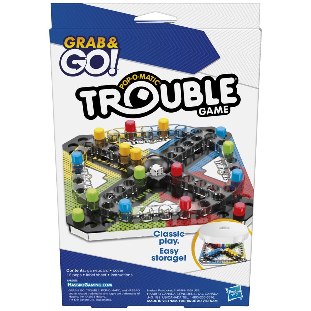 Hasbro Gaming Pop-O-Matic Trouble Grab & Go Game For Kids Ages 5 And Up