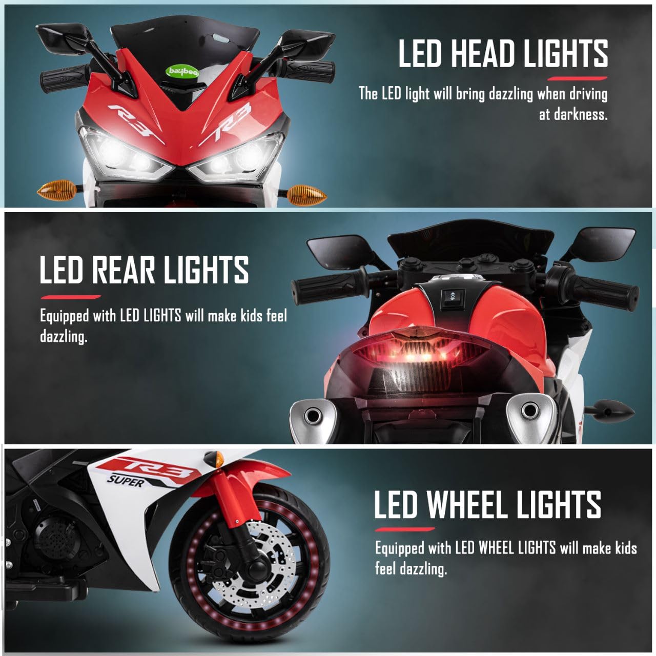 R3 Bike with Rechargeable Battery Operated Ride on Bike For Kids