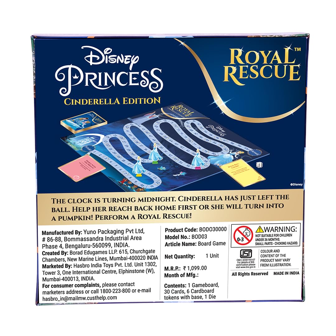 BO Games Royal Rescue, Cinderella Edition | Roll The Die: Fun Board Game with Cards and Riddles for Kids | Ages 3 and Up