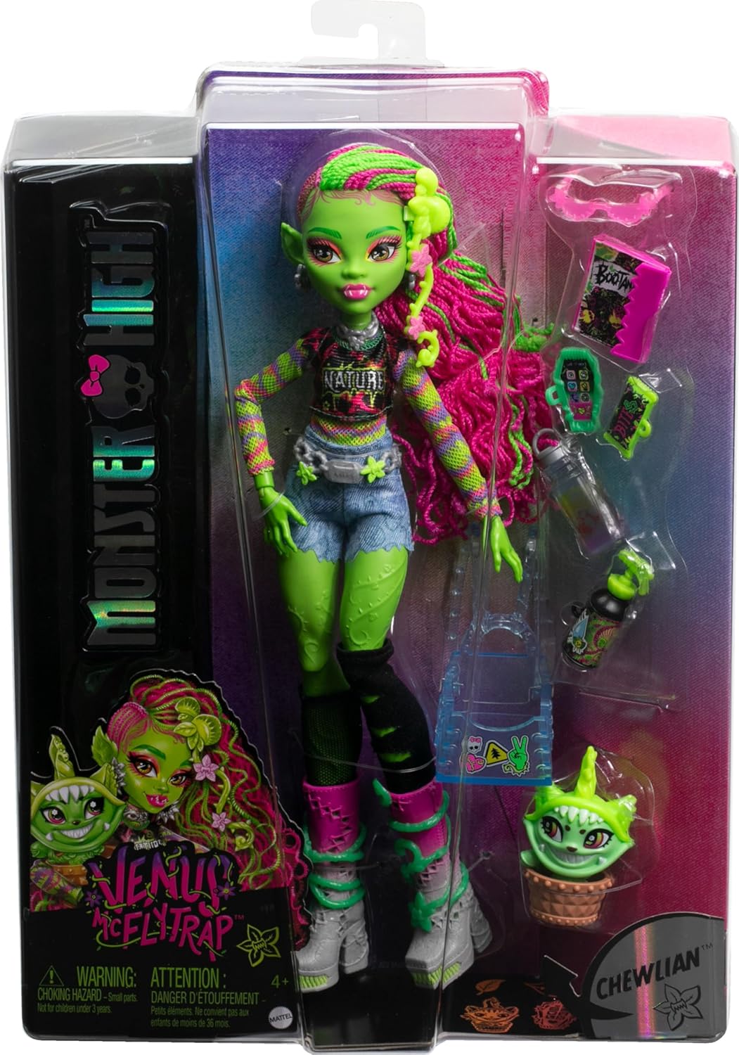 Monster High Venus Mcflytrap Fashion Doll With Pet Chewlian And Accessories For Ages 4+