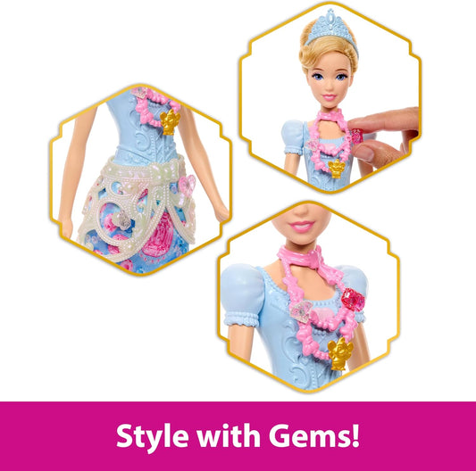 Disney Princess Jewel Reveal Cinderella Fashion Doll with 8 Surprises Including Gem Box & Accessories for Kids Ages 3 Years & Up