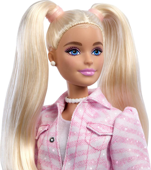 Barbie Deluxe Style Fashion Blonde Doll #9 in Matching Pink Denim Jacket & Skirt Set for Kids Ages 3 Years+