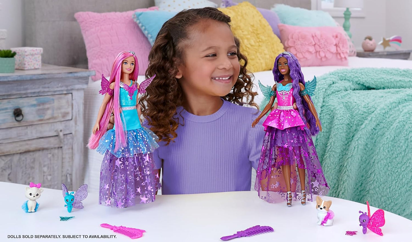 Barbie 7-Inch Long Hair Brooklyn Doll With 2 Fantasy Pets & Dress, From A Touch Of Magic For Kids Ages 3+