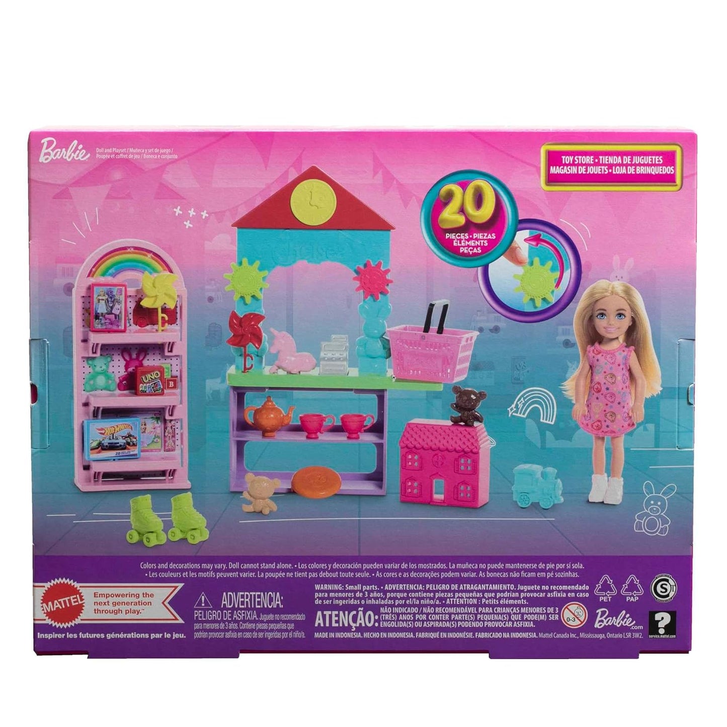 Barbie Chelsea Can Be Toy Store Playset with Small Blonde Doll, Counter & Display Furniture & 15 Accessories for Kids Ages 3+