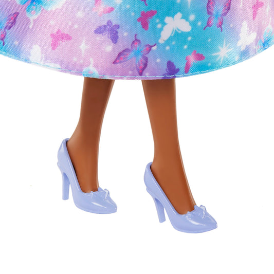 Barbie Royal Doll with Purple-Highlighted Fantasy Hair, Petite Body Type, Colorful Accessories and Butterfly-Print Skirt