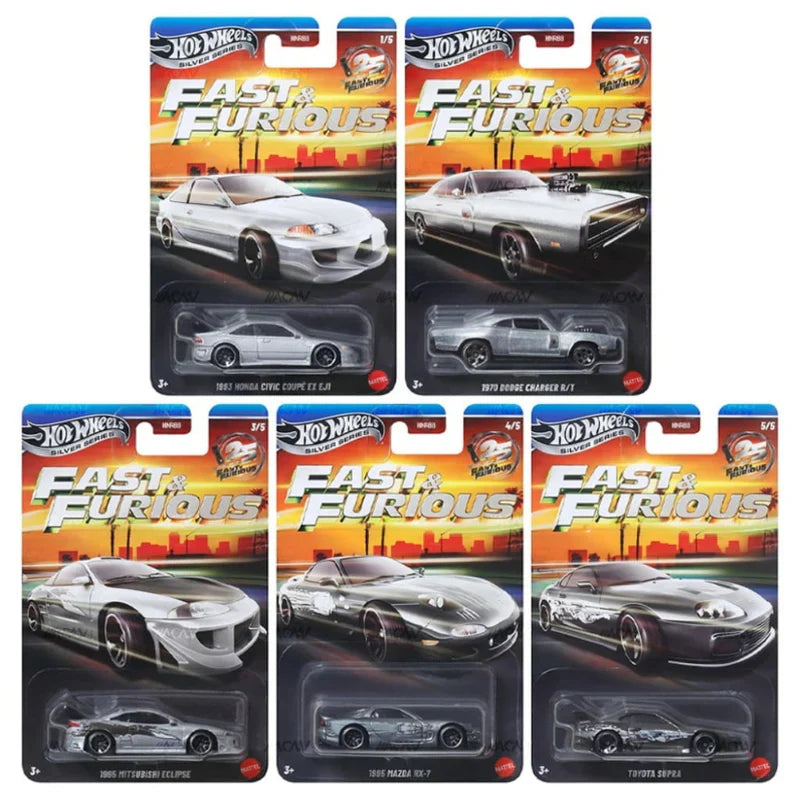 Hot Wheels 2026 Premium Fast & Furious Silver Series Die-Cast Car 1:64 Scale - Set Of 5 Cars