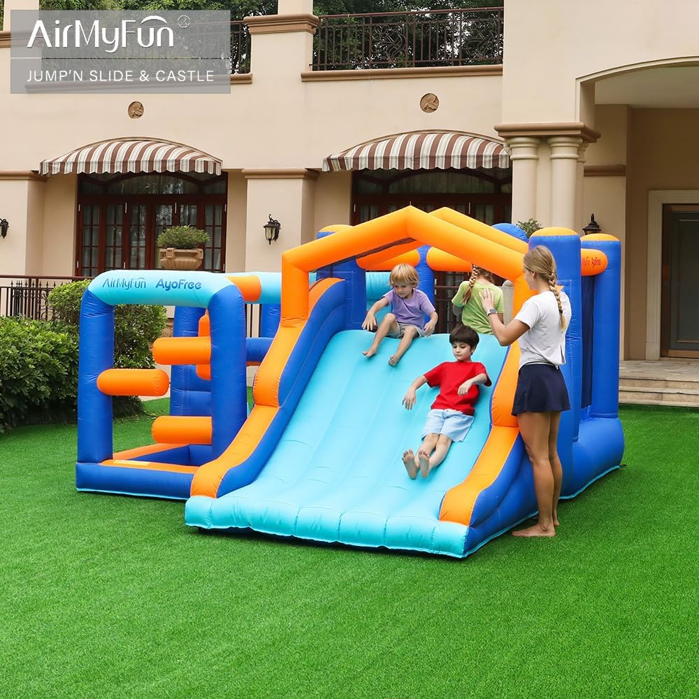 Multi-Activity Inflatable Bouncy Castle with Slide, Ball Pit, Basketball Hoop & Climbing Area – Kids Indoor Outdoor Fun Playset