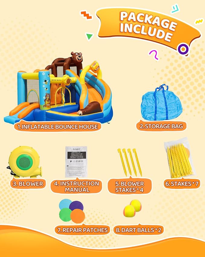 Doctor Dolphin Inflatable Bounce House for Kids – Double Slide & Jumping Bouncer with Electric Blower Included | Indoor & Outdoor Use | Ages 2–12