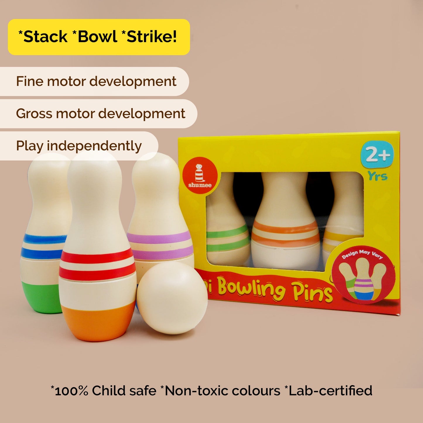Multicolor Mini Bowling Pins Set || 6 Pins, 1 Ball (2 Years+)
