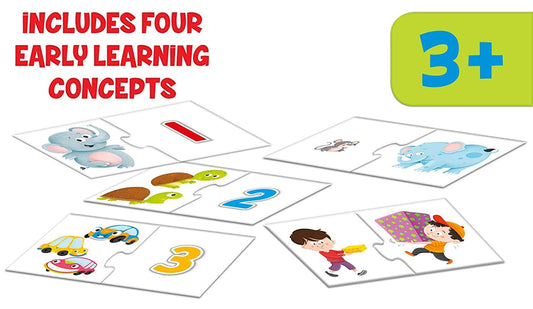 Frank Early Learner Pack 88 Pieces, 20 2-Piece and 16 3-Piece Self-Correcting Puzzles for Ages 3 & Above