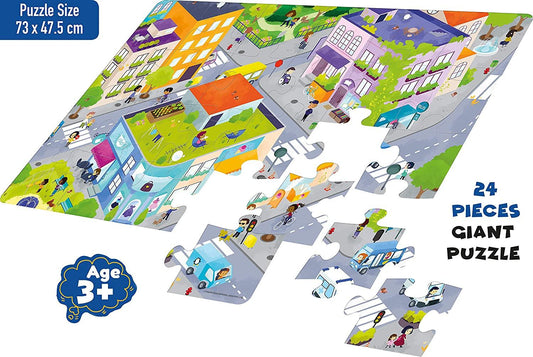 Frank The City 24 Pieces Giant Floor Puzzle for 3 Year Old Kids and Above