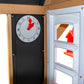 Kids Outdoor Playhouse, Wooden Outside Playhouse, Kids Playhouse for Backyard Garden with Play Kitchen, Chalkboard, Windows, Flower Pot, Birdcage, Bench & Pet Door