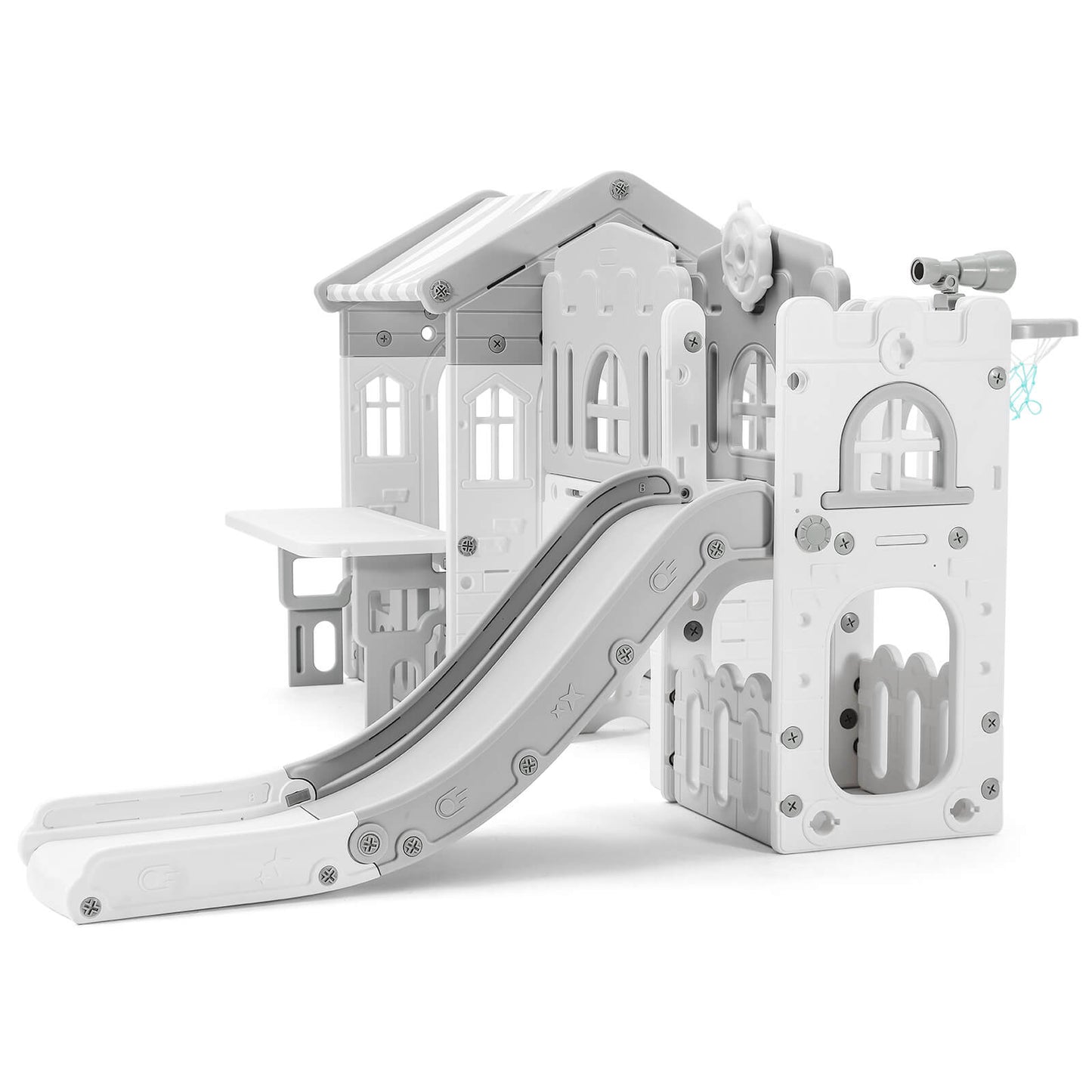 9 in 1 Toddler Slide, Freestanding Kid Climber Slide Playset, Toddler Playhouse, Indoor Outdoor Toy for Toddlers Age 1-3+