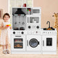 Play Kitchen, Wooden Kids Play Kitchen Playset Chef Pretend Play Set for Toddlers w/Sound and Light, Running Water, Oven, Washing Machine and Cookware Accessories for Age 3+ Toddlers
