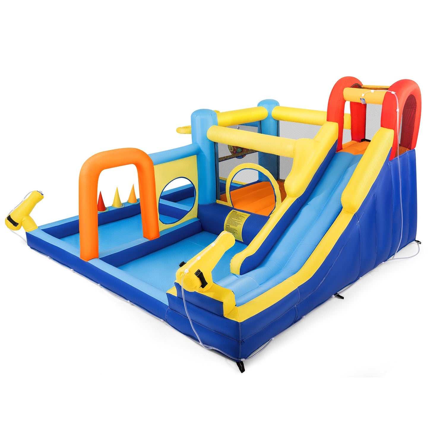 Inflatable Water Slide,Water Park Bounce House,Slide Bouncer Castle Playhouse, 550W Air Blower