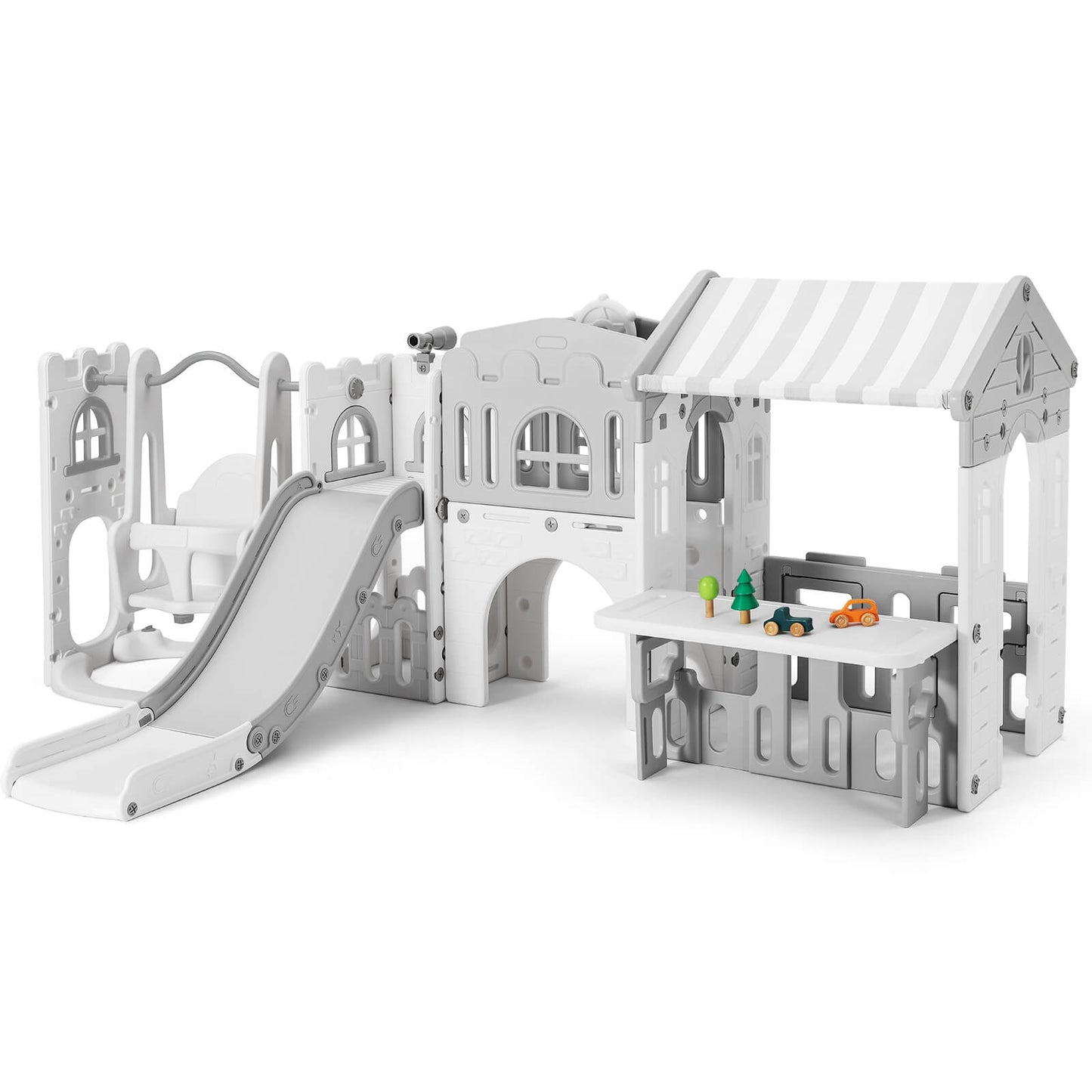 10 in 1 Toddler Slide, Freestanding Kid Climber Slide Playset, Toddler Playhouse, Backyard Playground Toy for Age 1-3+