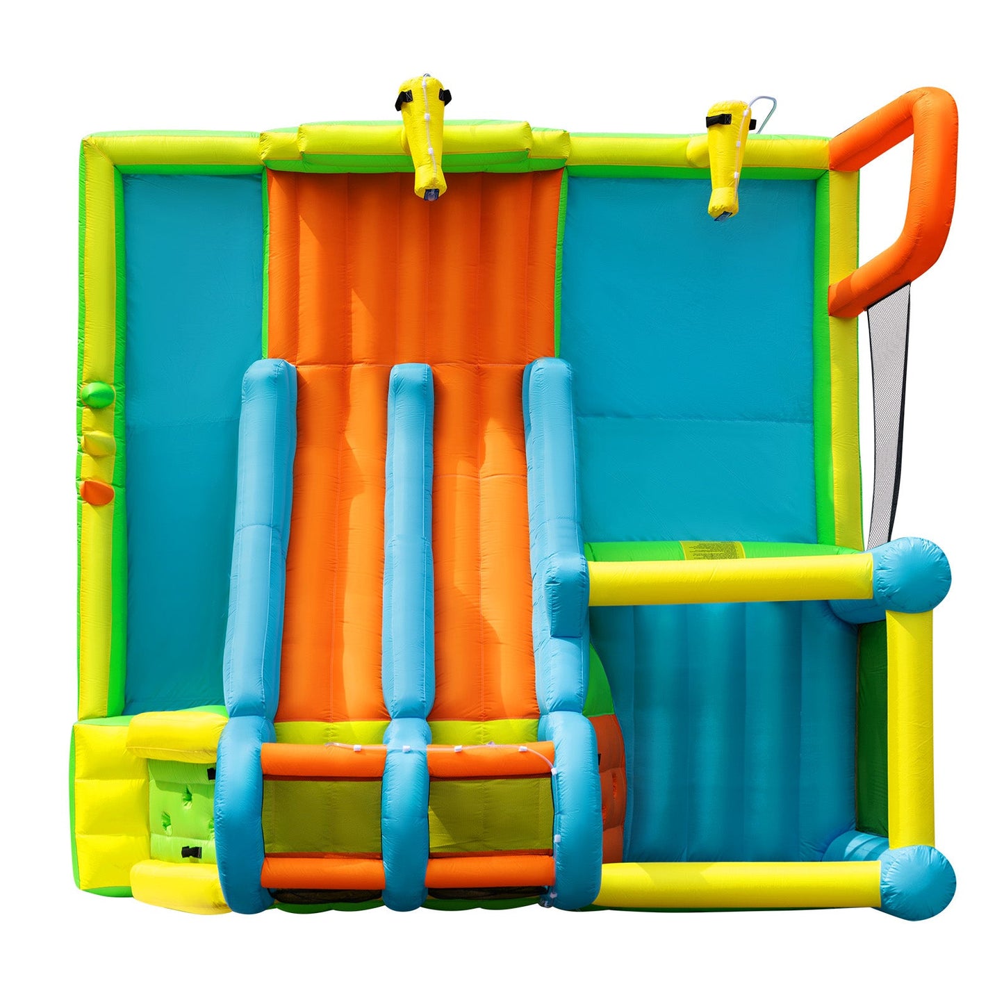 Inflatable Water Slide, Giant Water Park Bounce House with 2 Long Slides, Splash Pool, Trampoline, Climbing Wall, Ring Toss Game, 550W Air Blower