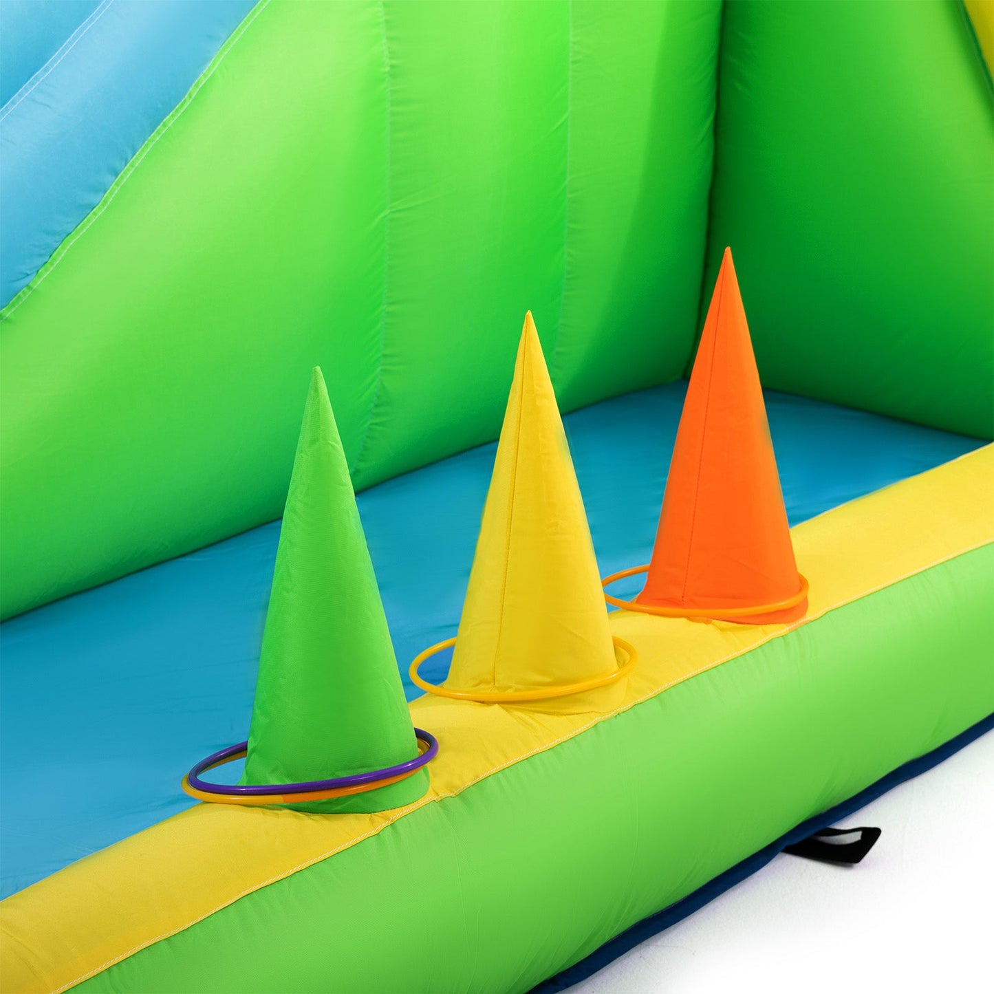 Inflatable Water Slide, Giant Water Park Bounce House with 2 Long Slides, Splash Pool, Trampoline, Climbing Wall, Ring Toss Game, 550W Air Blower
