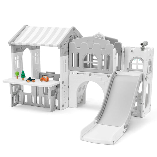 9 in 1 Toddler Slide, Freestanding Kid Climber Slide Playset, Toddler Playhouse, Indoor Outdoor Toy for Toddlers Age 1-3+