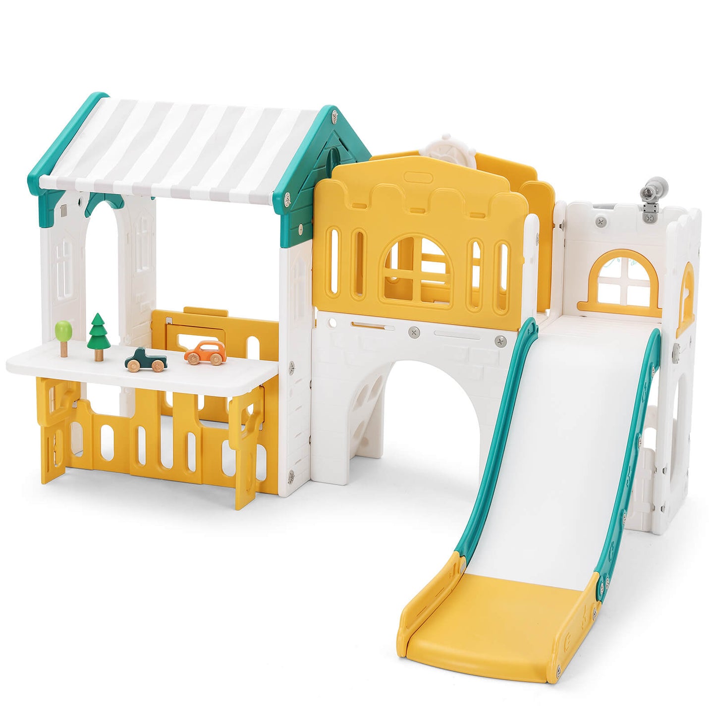 9 in 1 Toddler Slide, Freestanding Kid Climber Slide Playset, Toddler Playhouse, Indoor Outdoor Toy for Toddlers Age 1-3+
