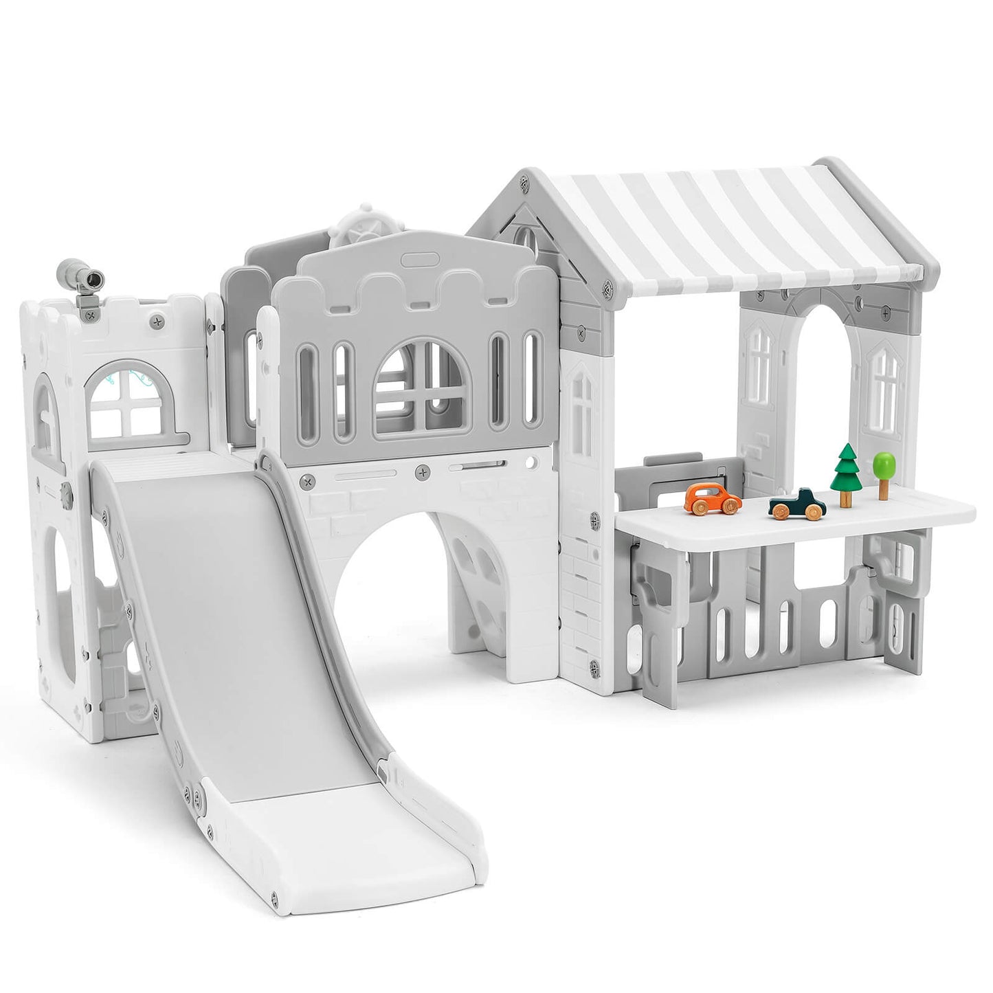 9 in 1 Toddler Slide, Freestanding Kid Climber Slide Playset, Toddler Playhouse, Indoor Outdoor Toy for Toddlers Age 1-3+