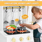 Play Kitchen, Wooden Kids Play Kitchen Playset Chef Pretend Play Set for Toddlers w/Ice Cube Dispenser, Oven, Cooking Accessories,Trendy Home Style w/Curtains, Storange Box, Gift for Ages 3+