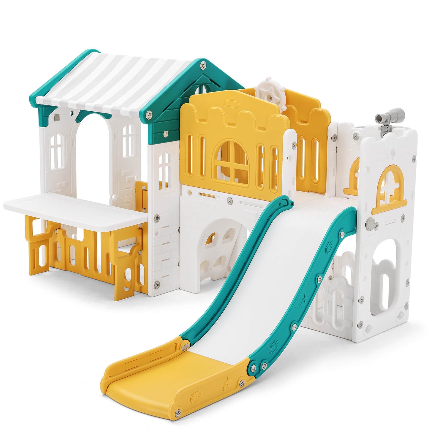 9 in 1 Toddler Slide, Freestanding Kid Climber Slide Playset, Toddler Playhouse, Indoor Outdoor Toy for Toddlers Age 1-3+