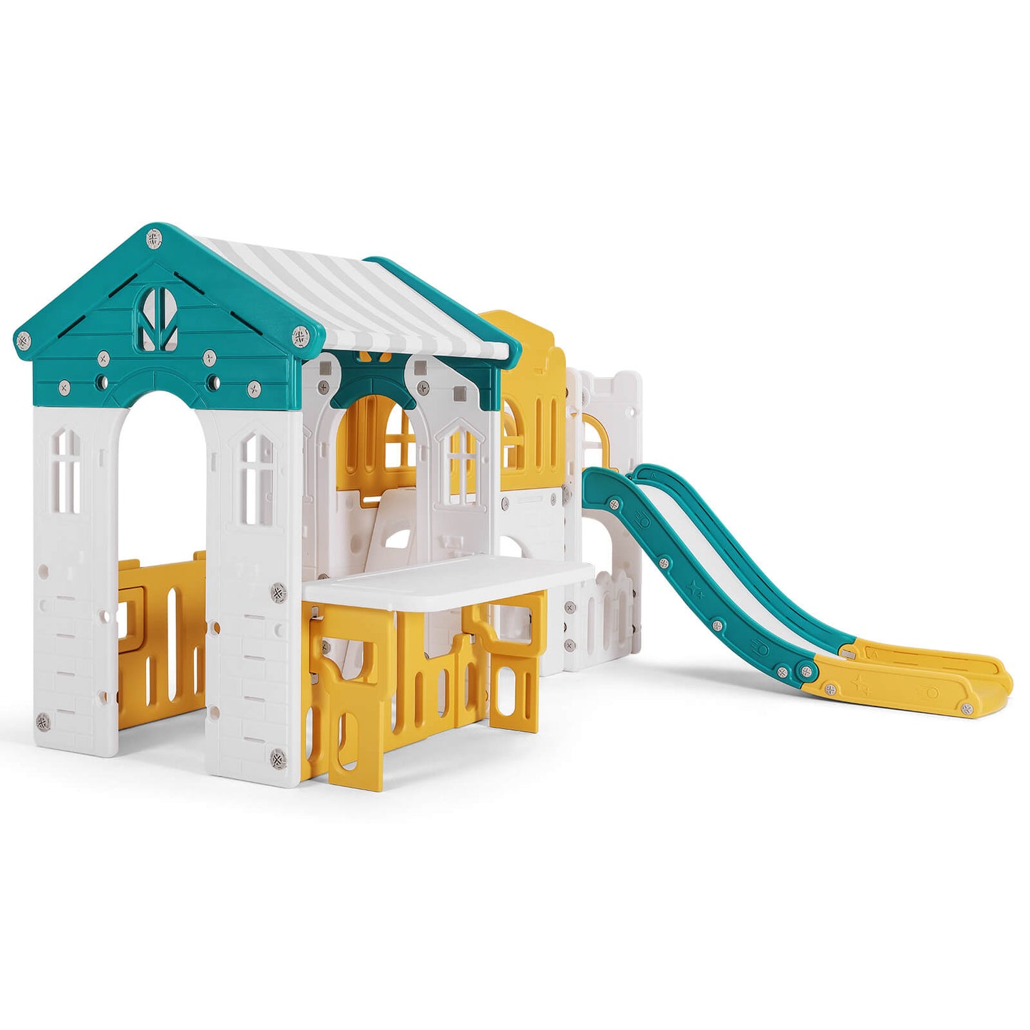 9 in 1 Toddler Slide, Freestanding Kid Climber Slide Playset, Toddler Playhouse, Indoor Outdoor Toy for Toddlers Age 1-3+