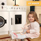 Play Kitchen, Wooden Kids Play Kitchen Playset Chef Pretend Play Set for Toddlers w/Sound and Light, Running Water, Oven, Washing Machine and Cookware Accessories for Age 3+ Toddlers