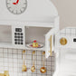 Kids Play Kitchen Set, Pretend Wooden Kid Kitchen Playset Toy Kitchen w/Sound and Light, Oven, Washing Machine, Toy Coffee Station and Toddler Kitchen Accessories for Kids Age 3+
