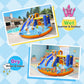 Inflatable Water Slide Bounce House,Giant Water Park, Double Slide Bouncer Castle w/Splash Pool, Jump Area, Climbing Wall, 550W Air Blower