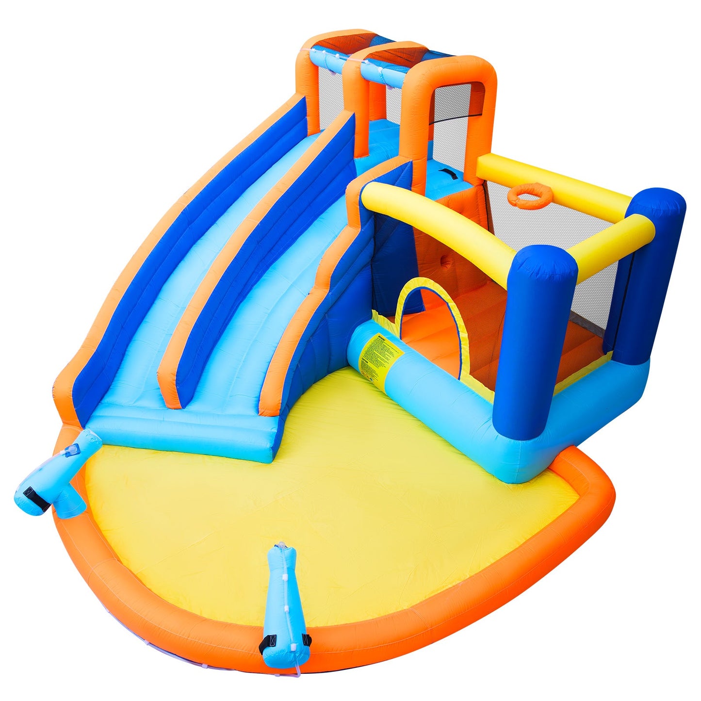Inflatable Water Slide Bounce House,Giant Water Park, Double Slide Bouncer Castle w/Splash Pool, Jump Area, Climbing Wall, 550W Air Blower