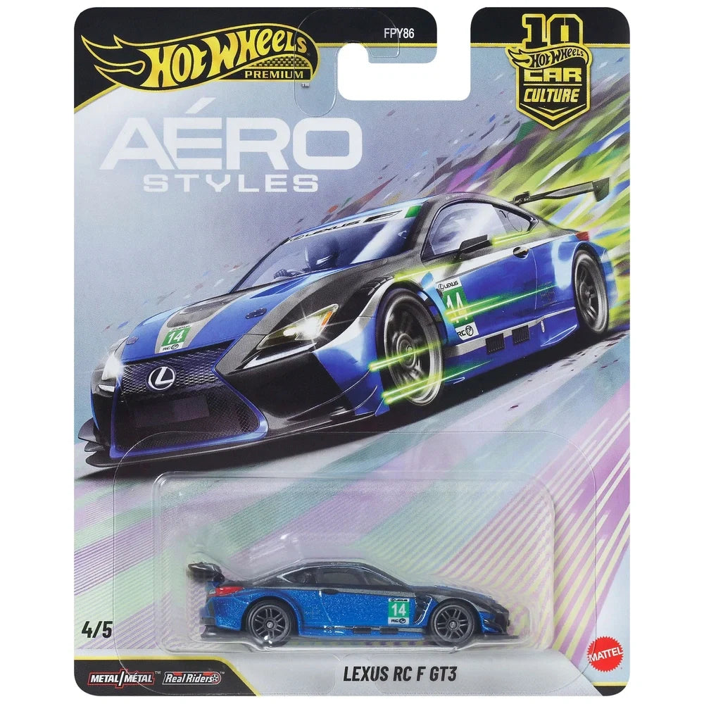 Hot Wheels Car Culture 1:64 Scale Premium Aero Styles Lexus RC F GT3 Toy Car for Ages 4+
