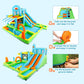 Inflatable Water Slide Bounce House for Kids, Luxury Heavy Duty Blow Up Water Park with Double Slides, Climbing Wall, Splash Pool and Sunshade Awning