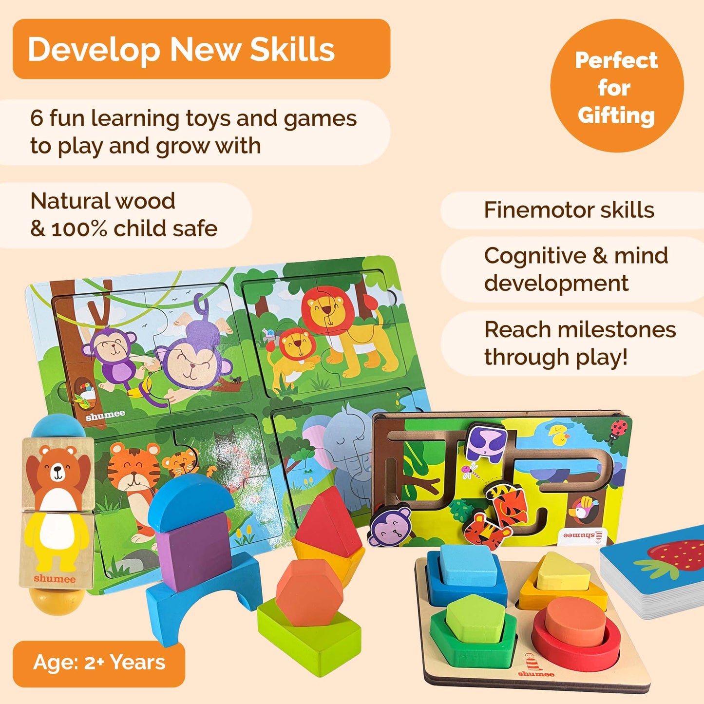 All-in-1 Toddler Jungle Play Gift Box – Wooden Toys (2+ Years)