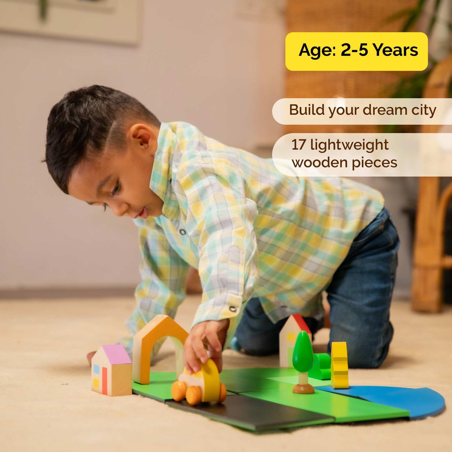 Wooden Build A City Puzzle Pretend Play Toy (2 Years+)