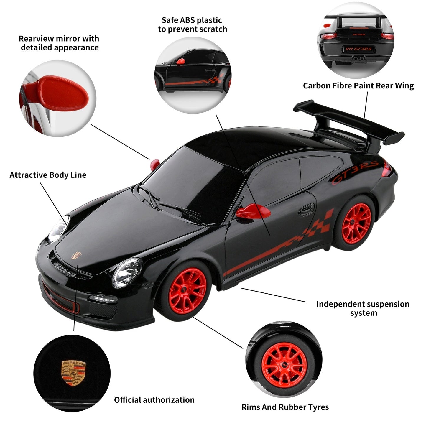 BEZGAR RC Car, Officially Licensed Porsche 911 GT3 RS Model RC Car