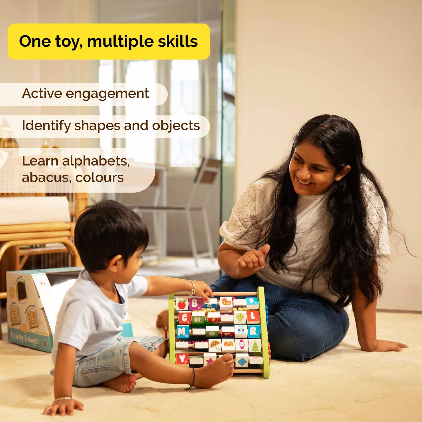 Wooden 5-In-1 Activity Triangle – Interactive STEM Learning Toy