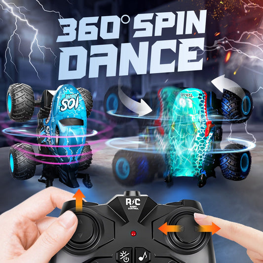 Bezgar 1:20 RC Monster Truck with Two Car Shells, Light, Music & 360° Spins