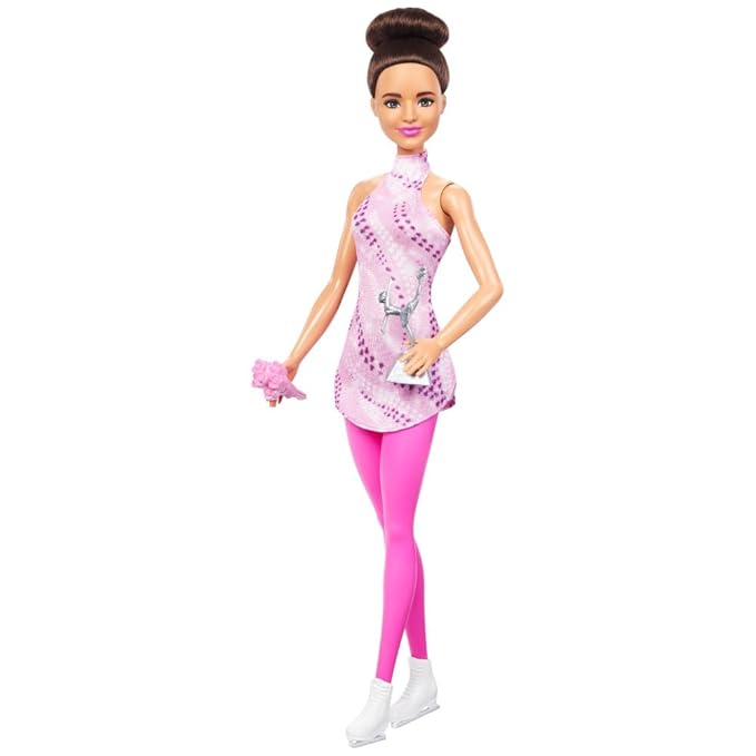 Barbie Careers Skate Brunette Doll with Pink Skate Outfit & Accessories for Kids Ages 3+