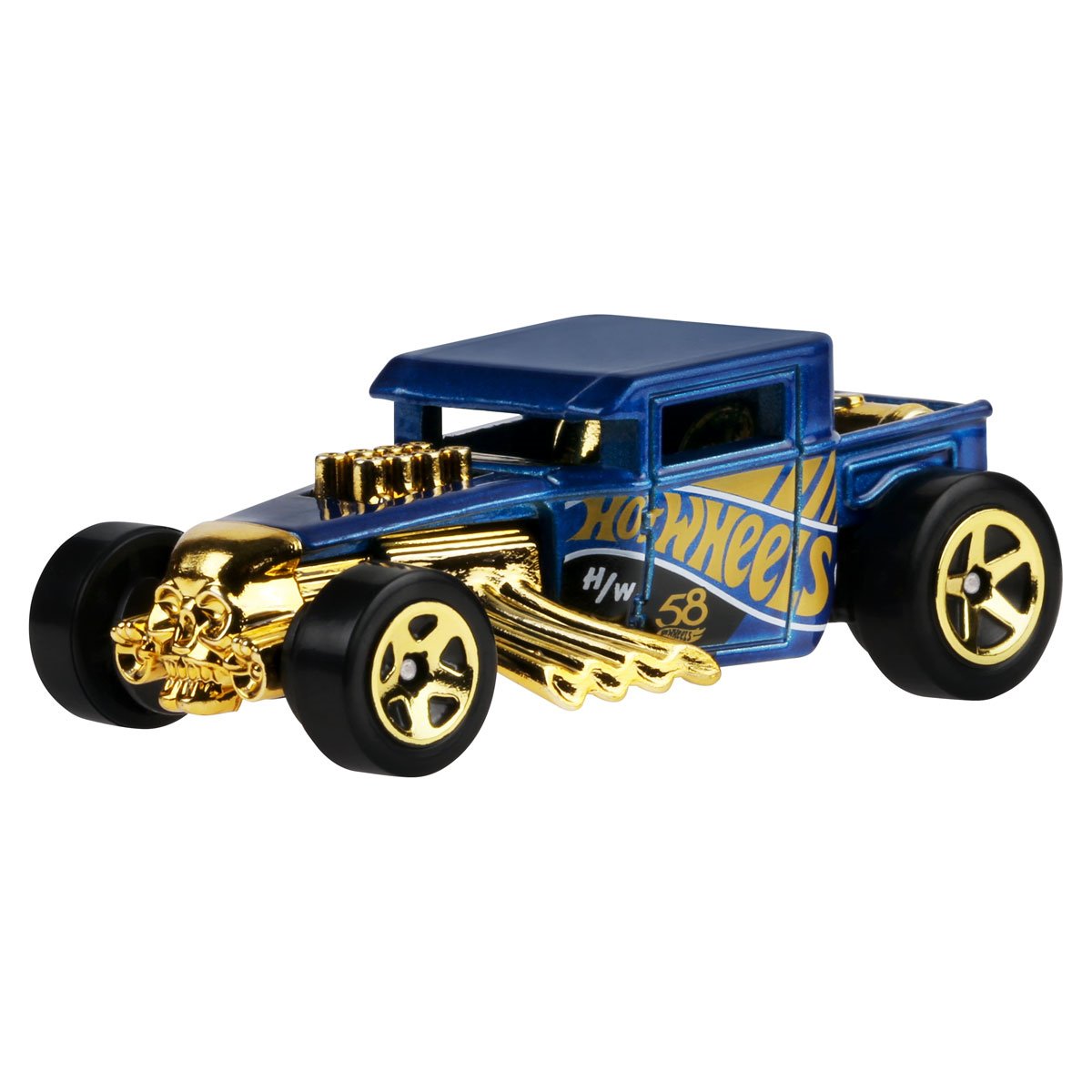 Hot Wheels 58th Anniversary Pearl & Chrome 2026 Blue-Gold Bone Shaker Diecast Car