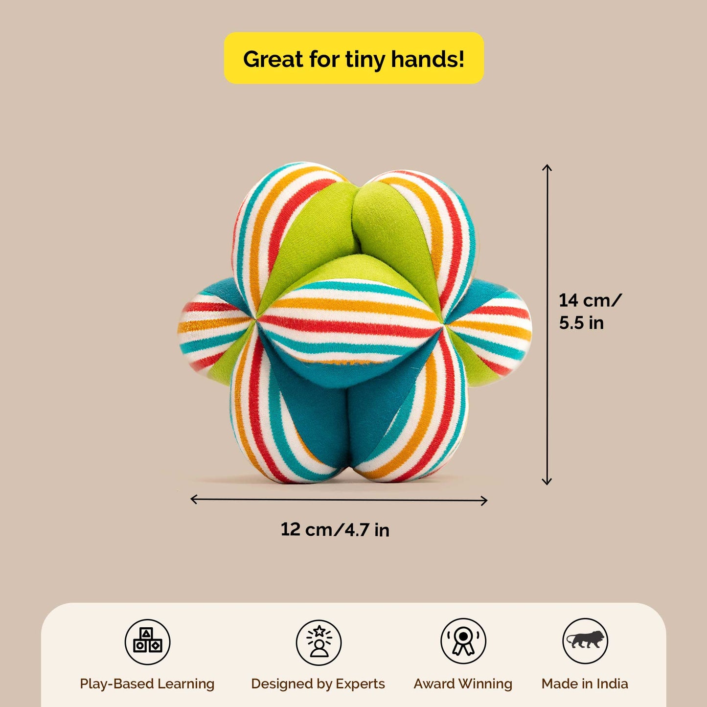 Soft Plush Clutch Ball For Babies With Rattle (0 Month+)