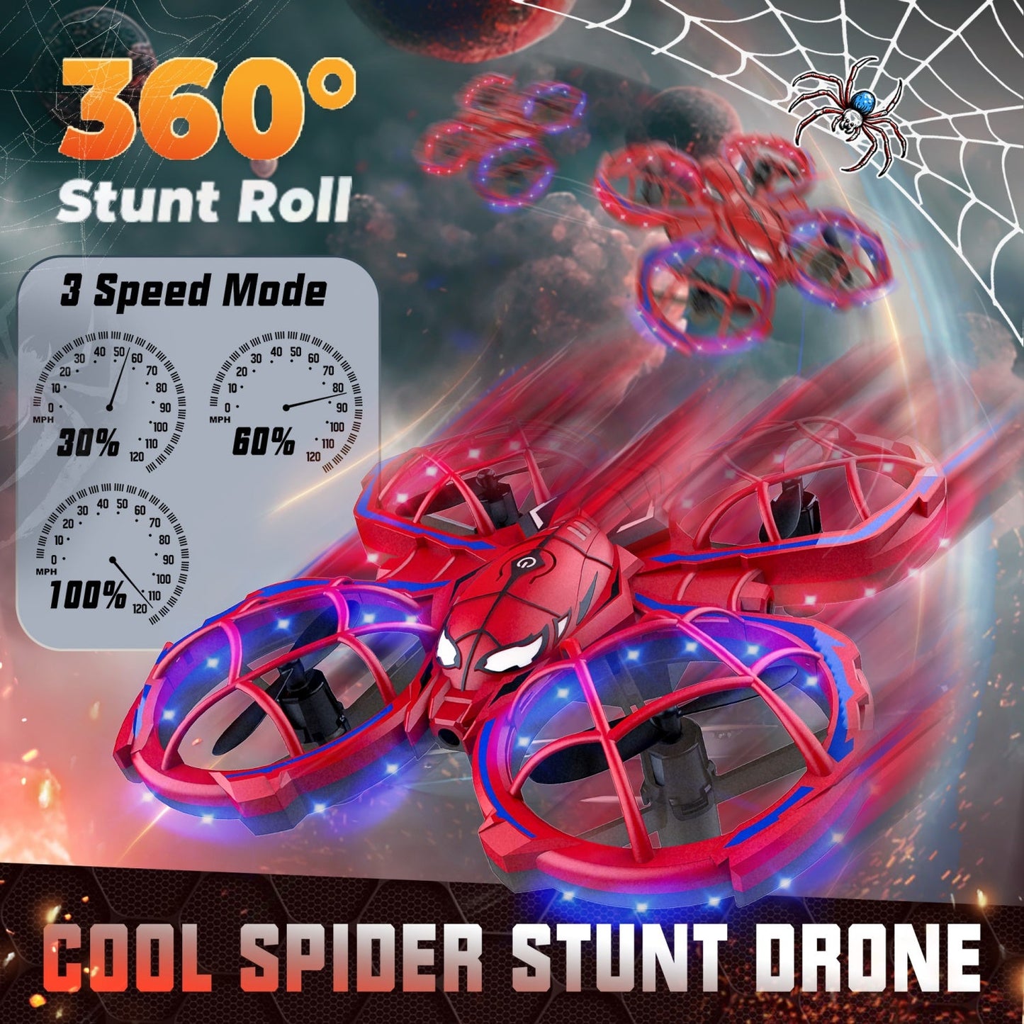 Bezgar Beginner RC Drone Quadcopter with LED Lights, 360° Flips
