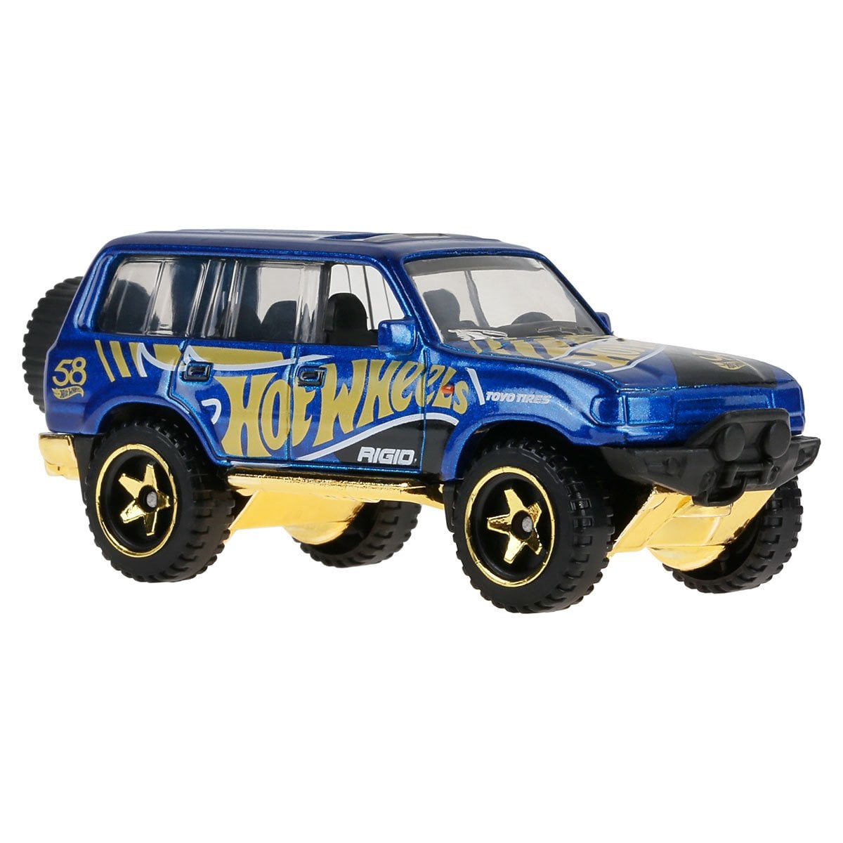 Hot Wheels 58th Anniversary Pearl & Chrome 2026 Blue-Gold Toyota Land Cruiser 80 Diecast Car