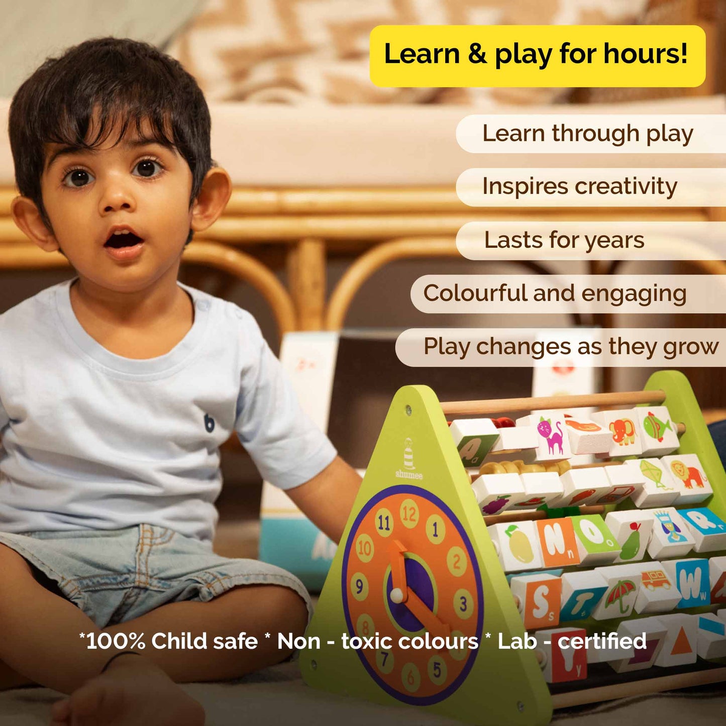 Wooden 5-In-1 Activity Triangle – Interactive STEM Learning Toy