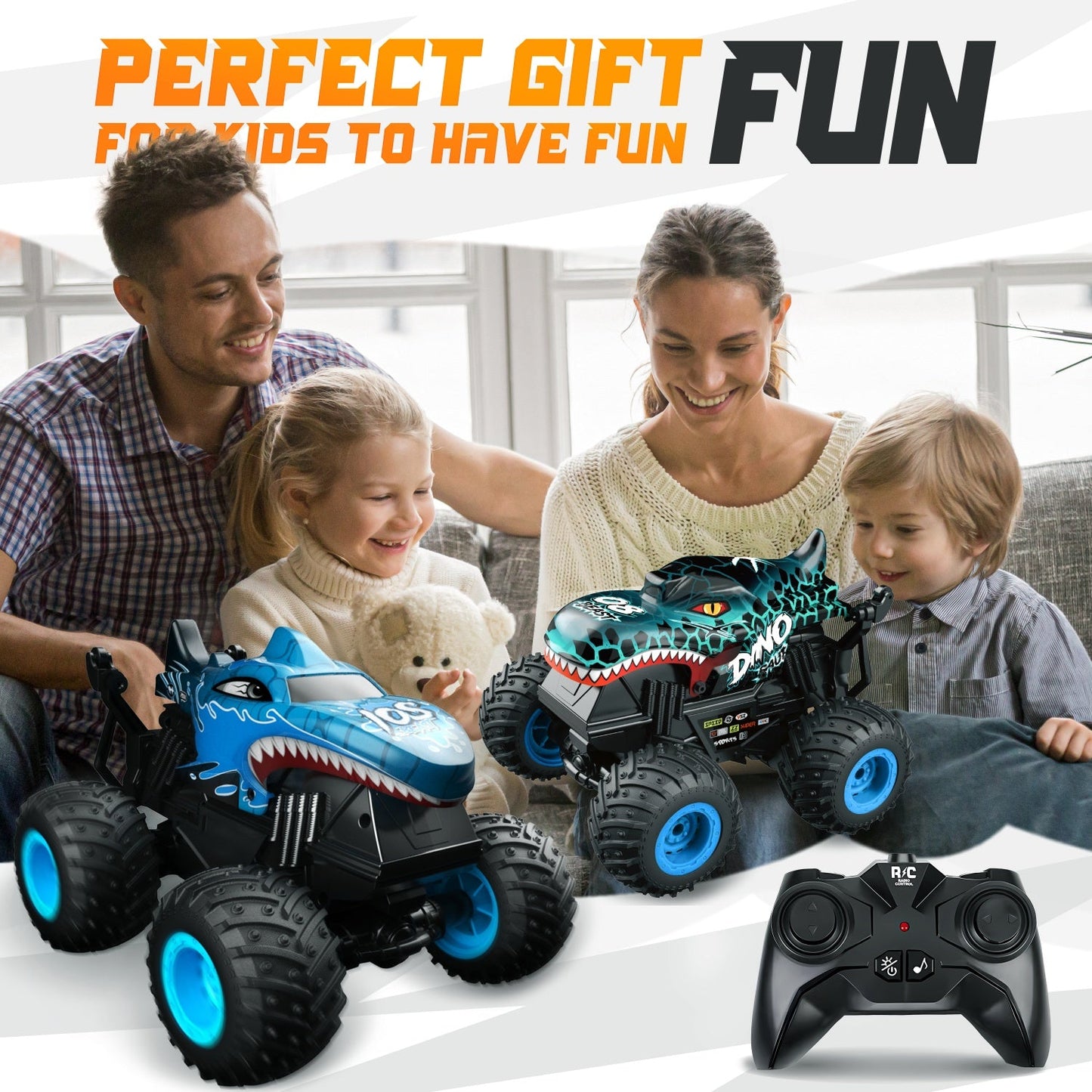 Bezgar 1:20 RC Monster Truck with Two Car Shells, Light, Music & 360° Spins