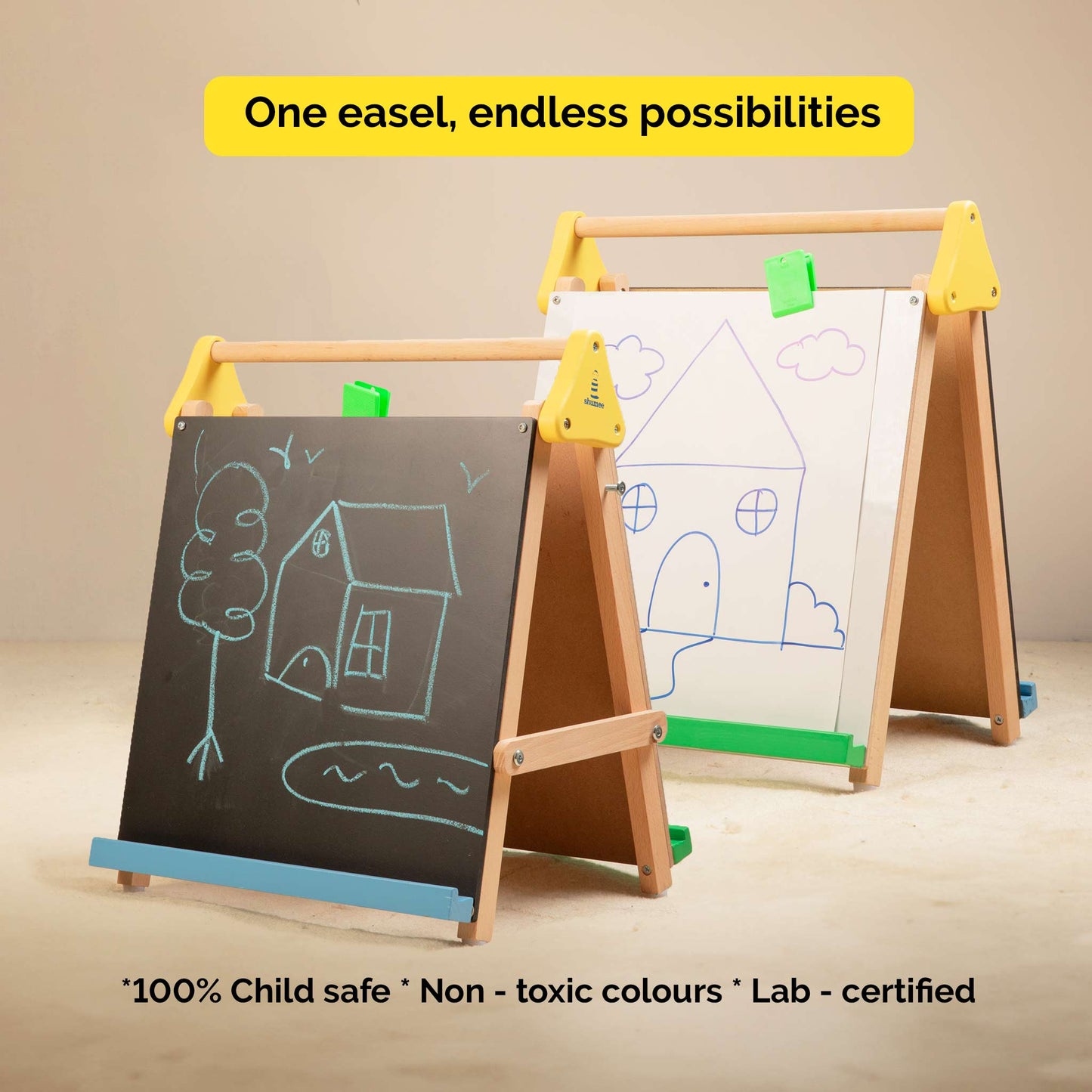 Wooden Tabletop Easel 3-in-1 – Adjustable Chalkboard, Whiteboard & Drawing Board