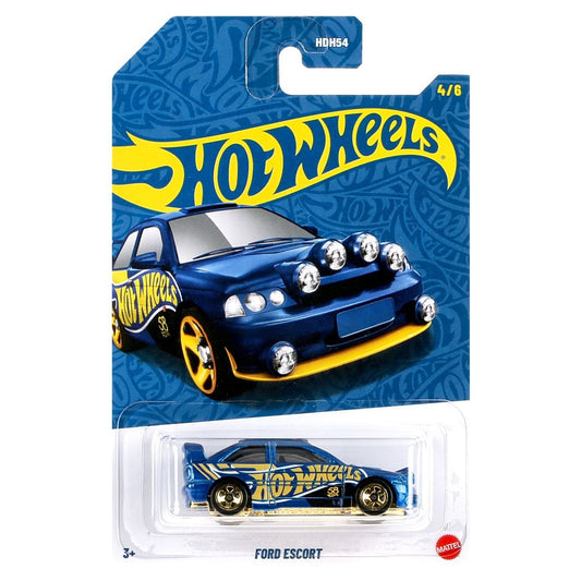 Hot Wheels 58th Anniversary Pearl & Chrome 2026 Blue-Gold Ford Escort Diecast Car