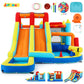 Inflatable Water Slide Park, Giant Bounce House with 450W Blower, Climbing Wall, Dual Basketball Hoops & Ring Toss Games - Outdoor Backyard Jumper