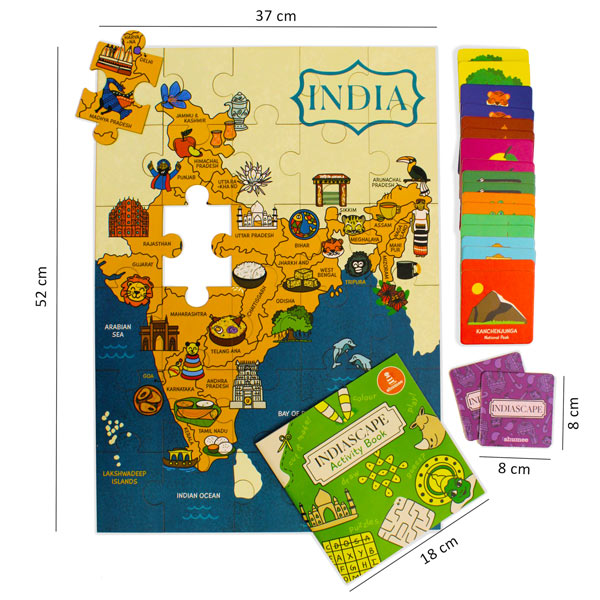 Indiascape Learning Set - Memory Cards, Activity Book, and Puzzle (5 Years+)